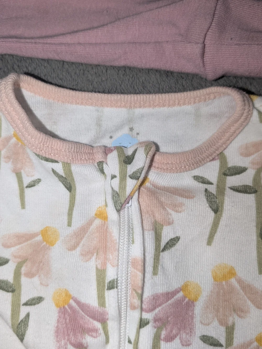 cloud island Pink & Floral Footed One-Piece Sleepers
